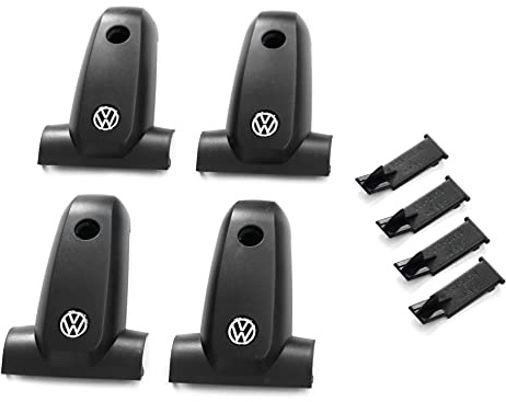 Volkswagen 2K0071738 Abdeckkappen (4 Stück) Grundträger Kappe Dachgepäckträger, mit VW Logo, schwarz