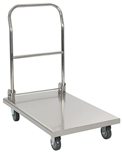 Makastle Transportwagen Klappbar Plattformwagen Klappwagen Rollwagen, Tragkraft 200 kg, Ladefläche 820 x 530 mm, Edelstahl Rollwagen Transporthilfe mit Lenkrollen, Silbern 82 x 53 x 86 cm