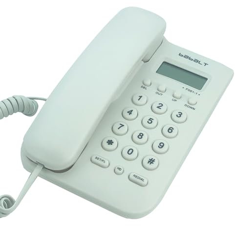 Corded Basic Landline Phone, TelPal FSK/DTMF Simple Caller ID Telephone with LCD Incoming Call Number Display, Small Desk/Wall Mountable Analog Phone for Home Office (White)