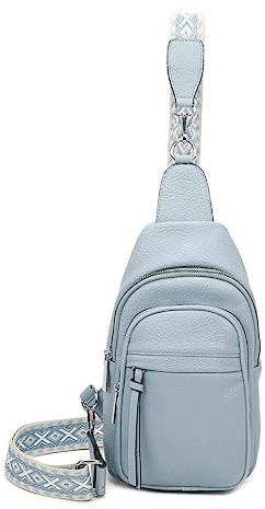OBC Damen Bodybag Sling Tasche Rucksack Gürteltasche Crossbag Crossover Schultertasche Crossbody Brusttasche Umhängetasche Hellblau