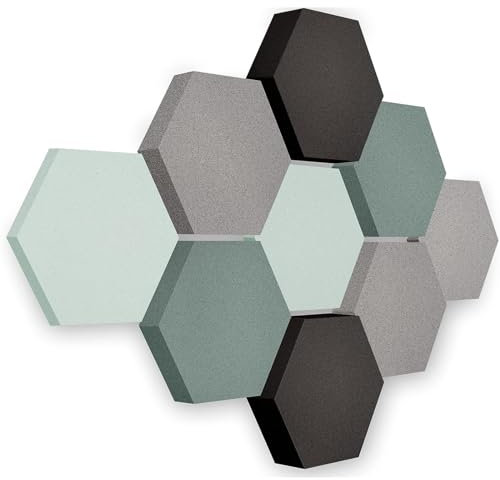 platino24 Akustikpaneele 9 Elemente Edition LOFT 3D I Ø 300mm Akustikplatten Schalldämmung Wand & Decke I Akustikschaum Schall-Absorber aus Basotect 30-70mm mit farbiger Akustikbeschichtung