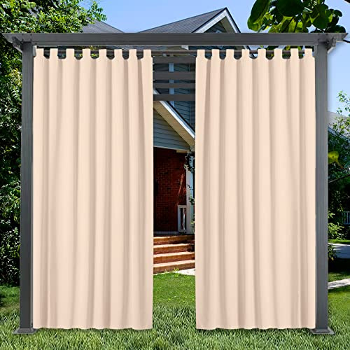 AZZRRO Wetterfeste Outdoor Vorhänge 2 Stück|74x114cm（BxH） Blickdichter Sichtschutz für Balkon & Garten Abnehmbare Schlaufen Wasserdicht & AntiSchimmel