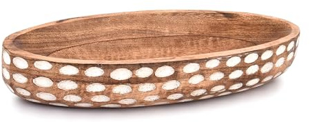 NIRMAN Mango Wood Decorative Bowl for Table Centerpiece Dining Living Room Home Kitchen Décor (14 x 6 x 2.3)