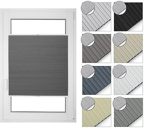 RENA Wabenplissee Thermo Plissee ohne Bohren Verdunklungsplissee Blickdicht Fenster Balkonfenster Balkontür Verdunkelung Sonnenschutz Innen Sichtschutz Hitzeschutz 30-129cm