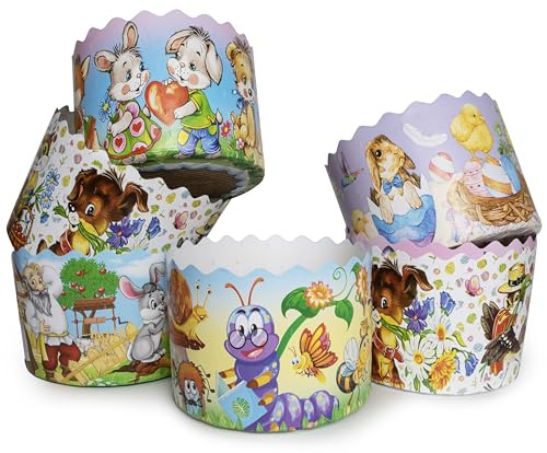 12oz Panettone Paper Mold Large Murals - 12pcs, H 3.54″x4.11″ W (9cm x11cm) Kulich Mold - Round Panettone Paper Baking Molds - Pans Paper Panettone - Easter Bread Baking Forms