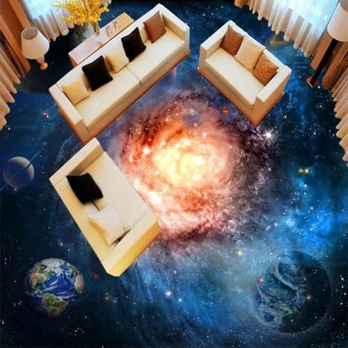 Vinyle Autocollant Stickers Salle De Bain Peintures Murales De Sol En Pvc 3D Personnalisées, Beau Ciel Étoilé, Univers Galaxie Vortex, Peinture De Sol En Carrelage 3D, Papier Peint Imperméable Au