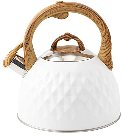 Bouilloire Sifflante Induction, Retro Bouilloire Théières, 3 L Bouilloire Acier Inoxydable, Avec Poignée en Bois, Bouilloire Gaz, Bouilloire Induction Vintage, Pour Thé, Café, Toutes Cuisines
