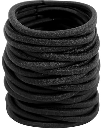 Hanyousheng 36 Pezzi Elastici Capelli Donna, 4mm, Neri, Senza Metallo, per Capelli Spessi e Ricci