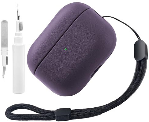 Teyomi Coque en TPU pour AirPods Pro 2ème génération avec kit de Nettoyage, Coque de Protection pour Apple Airpods Pro 2 avec dragonne, Design Tactile en Cuir pour Airpods Pro 2 (Violet)