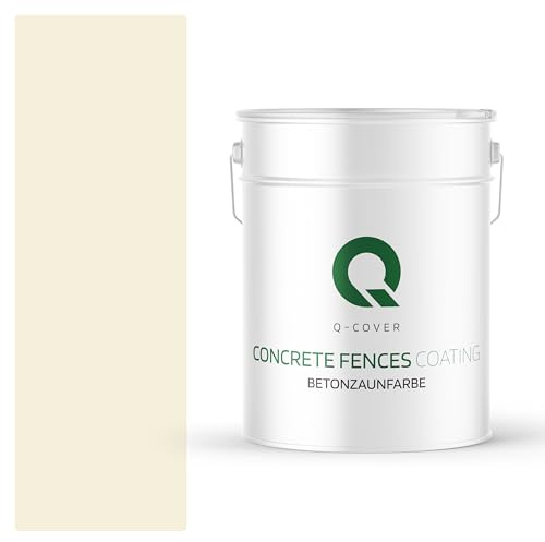 Q-COVER Betonzaunfarbe | 10L | Weiß-Beige | Silikon Farbe | Außen | Betonfarbe | Hydrophobe Farbe | Acrylat Dispersion | Betonzäune | Betonelemente