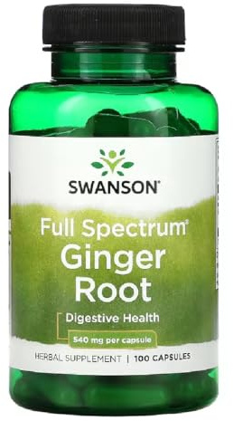 Swanson - Ginger Root 540mg | Traditional Digestive & Motion Support | Whole Root Herbal Formula - 100 Capsules
