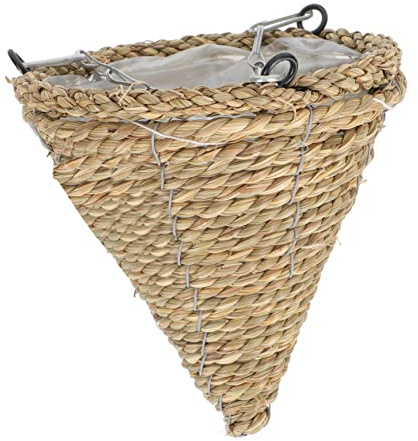 1pc Pot de fleur en paille tissé Vase à fleurs ferme mur panier de fleurs panier de fleurs en rotin jardinière de jacinthe Pot de fleur en jonc de mer support de plante d'intérieur en fer forgé conten