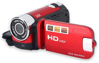 Caméscope Vidéo Numérique Portable, Rotation Full HD 16X Caméscope Numérique Haute Définition Caméra Vidéo DV, Mini Caméra Vidéo à Rotation de 270 Degrés (Rouge)