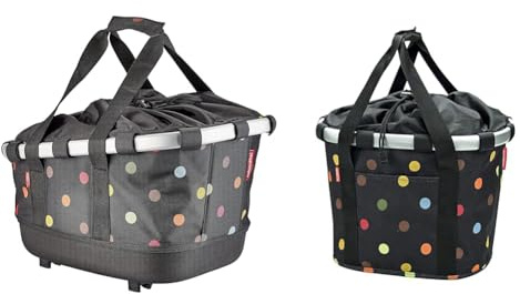 KlickFix Unisex – Erwachsene Bikebasket Gt Fahrradkorb, dots, Maße: 33 x 27 x 42 cm & Asista Teile fürs Ra Asista Teile