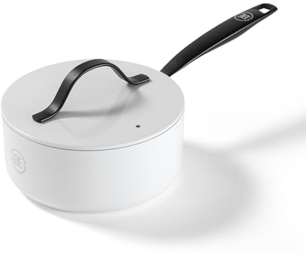 Be Living Essential Kasserolle mit Deckel - Ø 18 cm, Non Stick Keramik Antihaft, Induktion, Geeignet für alle Herdarten, Ohne ptfe und pfoa, Weiß