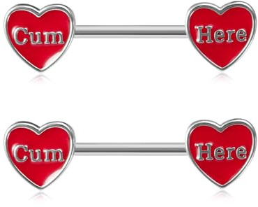 14 g Here kärlek hjärta bröstvårta stänger ringar för kvinnor unisex kirurgiskt stål röd emaljerad kärlek hjärtformad alla hjärtans dag årsdag piercing skivstång bröstvårta dubbar ring halloween