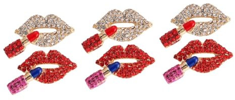 GALPADA 6stücke Lippen Lippenstift Brosche Pin Mit Strass Für Kleidung Anstecknadel Für Jacken Und Anzüge Elegantes Accessoire Für Frauen Und Mädchen