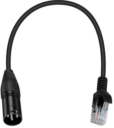 Maxhood XLR 3PIN to RJ45 Adapter Cable, XLR Male to RJ45 Male Cable, RJ45 to XLR DMX Cable for Controller Series, Stage and Recording Studio, 30cm