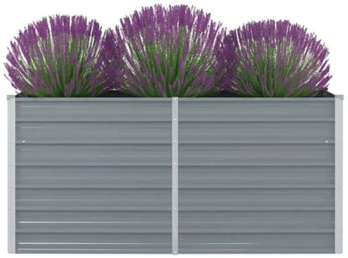 Myheimly Hochbeet 160 x 80 x 77 cm Verzinkter Stahl Gartenbeet Pflanzbeet Frühbeet Grau