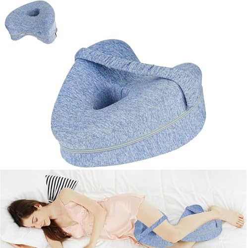 Carexult Orthopädisches Kissen Für Bein, Seitenschläfer Kniekissen Leg Pillow Knie-Kissen, Seitenschläferkissen aus Memory Schaum, Hüft Rücken Knie-Schmerzen Schwangerschaft (Blau)