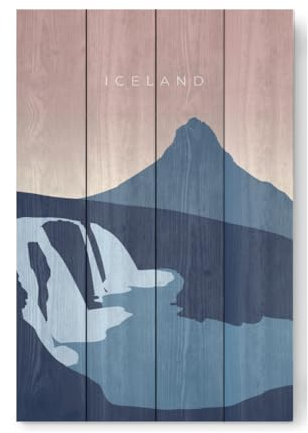 artboxONE Holzbild 60x40 cm Natur Iceland - Berg Kirkjufell von Künstler FjöllArt