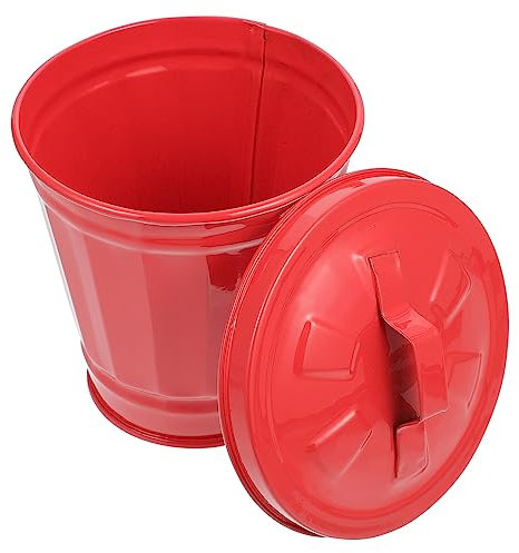 TOGEVAL Mini Mülleimer Mit Deckel Aus Robustem Eisen Kompakter Tischmülleimer Für Büro Wohnzimmer Und Schlafzimmer Vielseitiger Und Dekorativer Blumentopf Mit Praktischem Deckel