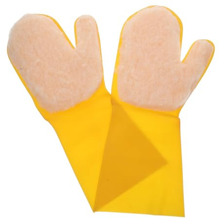 MERRYHAPY 2 Pcs Yellow Pool Cleaning Gloves Latex Waterproof Scrubbing Mitts for Hot Tubs Spa Pond Versatile Use Antislip Grip Warmth Retention