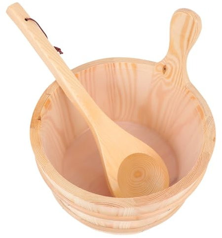 Happyyami Seau De Sauna en Bois Cuillère Assortie Louche De Luxe Fournitures De Sauna Robustes Attrayantes