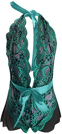 Femmes Mode Bobysuit Lingerie Jeu de Rôle Lingerie Sexy Femmes Costumes Rouge Plaid Lingerie Sexy Combinaison Femme Lingerie (Vert, M)