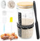 Sauerteig Starter Set 900ml Sauerteig Glas mit Holzdeckel, Aluminiumkappe, Gummiband, Thermometerpapier, Silikon Spatel, Stoffhut, Etikett, Messlöffel, Mixmesser für Brotbacken, Fermentieren