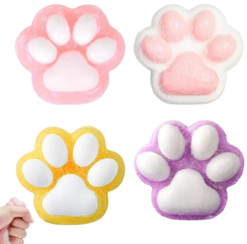 HAMKU 4 Stück cat paw squishy Stress Spielzeug Cat Paw Squeeze Toy Kawaii Stressabbau Spielzeug Squeeze Toy Süße Squishy Stressbälle mit Bällen Lustig Anti Stress und Angst Relief（A）