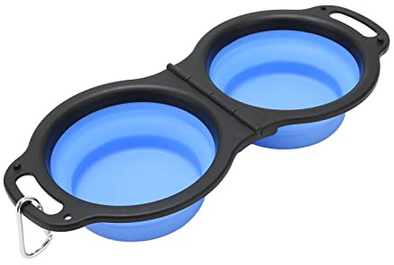 Gamelles Pliables 2 en 1 pour Chien, Portables, pour Voyage, avec Mousqueton, pour Randonnée, Camping, Promenades en Plein Air