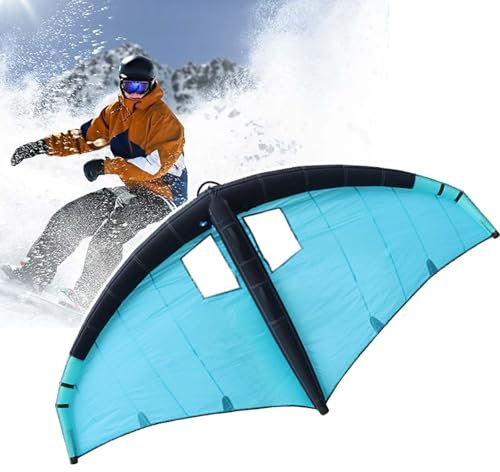 HCAUYNN Aufblasbares Wing-Foil, 4/5 Quadratmeter, Tragbares Kitesurfing-Surfboard, FüR Wassersport-AnfäNger,5m2BlueBlack