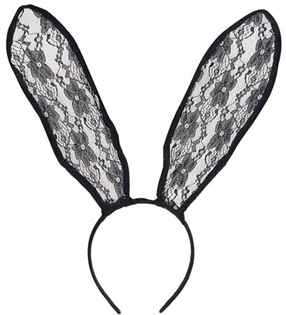 NICENEEDED Serre Tête Sexy en Dentelle Noire Oreilles de Lapin Oreilles de Chat Décoration de Fête Coiffe Accessoires pour Cheveux pour Halloween et Noël