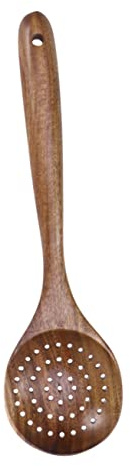 Alipis Colador De Madera De Teca 28x8,2 Cm Aparato De Cocina Resistente a Altas Temperaturas Cocina Menaje Artesanal
