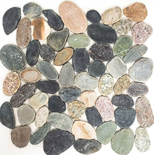 Mosaik Fliese Flußkiesel Steinkiesel Kiesel geschnitten für BODEN WAND BAD WC DUSCHE KÜCHE FLIESENSPIEGEL THEKENVERKLEIDUNG BADEWANNENVERKLEIDUNG Mosaikmatte Mosaikplatte