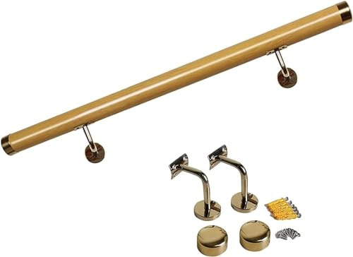 ININOSNP Barandilla Flotante para escaleras Pasamanos, pasamanos de Escalera montados en la Pared, pasamanos de Escalera Resistentes for escalones de Porche al Aire Libre(Gold,150cm)