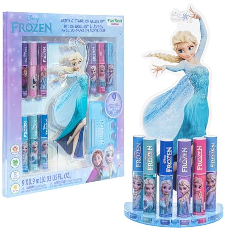 Disney Frozen Elsa Gloss à lèvres avec support acrylique, Gloss à lèvres à base de plantes, Idéal pour les fêtes, Cadeau d'anniversaire pour filles, Âge 3+ par Townley Girl