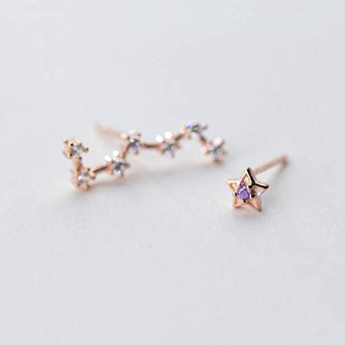 YSJNGF for Women, S925 Female Earrings Sweet Han Set with Diamonds Big Ladle Five-pointed Star Rose