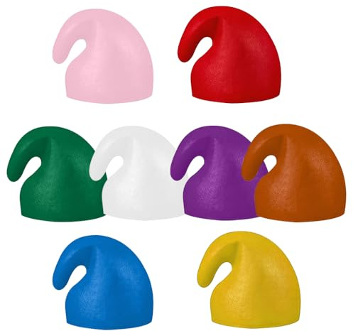 WDKXCN 8 Stück Zwergenmütze, Schlumpf Mütze, Bunte Filz Zipfelmütze, Zwergenmütze Erwachsene, Lustige Wichtelmütze, Elfenmütze für Fasching, Kostümfeste, Halloween, Themenpartys