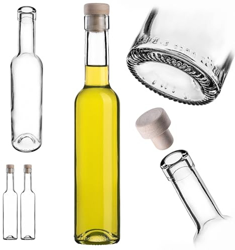 KADAX Lot de 2 bouteilles en verre vides 250 ml, bouteilles de schnaps avec bouchon, petites bouteilles à remplir de liqueur, de vin et de schnaps, bouteilles de liqueur, bouteilles de vin
