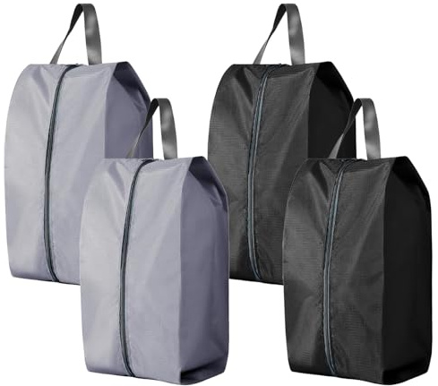 4Pièce Sac à Chaussures de Voyage,39 * 19 * 15cm Grands Housses de Chaussures,Sac à Chaussures de Voyage pour Les Bagages pour la Vie Quotidienne et Le Voyage（Noir Gris）