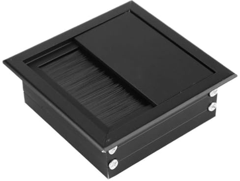 Durlo Tisch-Schreibtisch-rechteckige Kabeldurchführungslochabdeckung aus Aluminiumlegierung, 80 x 80 mm Bürstenwandplatte, doppelte rechteckige Kabeldurchführungslochabdeckung mit Bürste