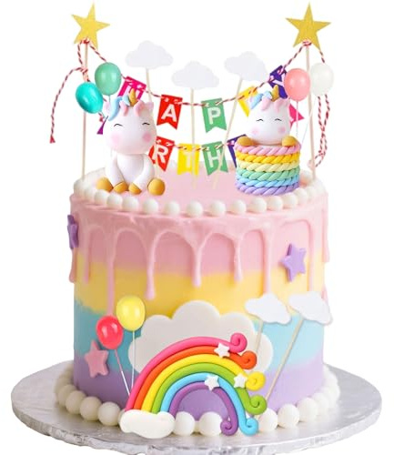 Unicorn Rainbow Cake Decoration Topper Unicorn Birthday Decoration Party Favors Rainbow Balloons Balls for Birthday Party Supplies