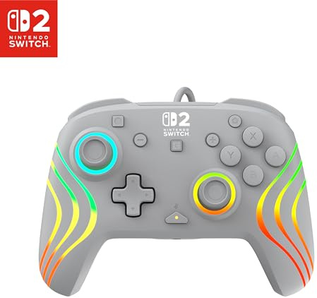 Turtle Beach Afterglow Grigio controller da gaming RGB cablato con licenza ufficiale per Nintendo Switch 2