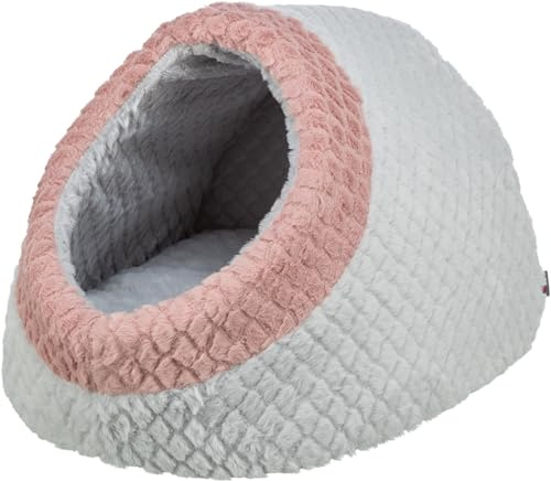 Trixie Katzenhöhle Kaline Mio grau/Altrosa 35 x 26 x 41 cm, waschbar | Gemütlicher Rückzugsort mit herausnehmbarem Kissen – für Katzen, kuschelig, pflegeleicht und angenehm weich
