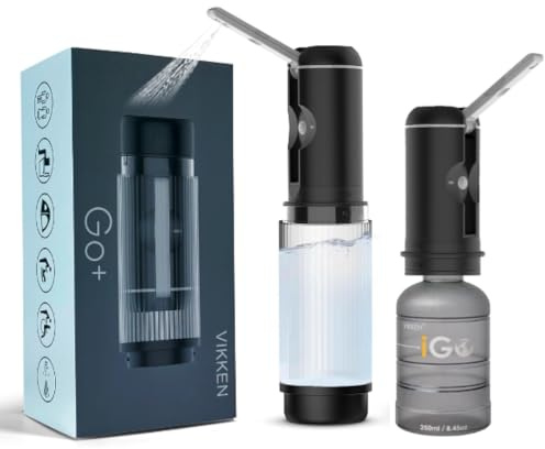 VIKKEN® Go+ Travel Bidet USB-Type C Electric Rechargeable Mobile Handheld Ultra Strong Water Spray Personal Hygiene Self Care for Men & Women, 300ml+250ml Classic Trim