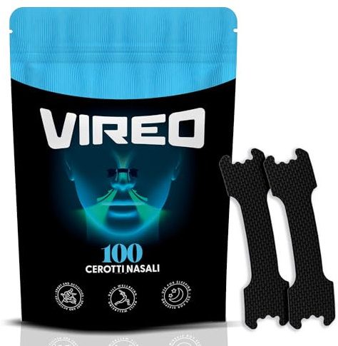 Vireo® Cerotti Nasali Neri 100 pezzi, Strisce Nasali, Cerotti Naso Forma Tradizionale, Alta Tenuta, Qualità Premium, Sport e Uso Quotidiano