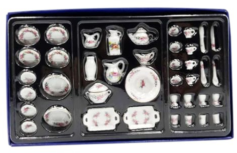 Hohopeti Mini Vajilla de Cerámica Miniatura 1/12 para Escenas de Cocina Accesorios Compactos y Livianos para Fotografía Decoración y Juegos de Simulación Casa de Muñecas
