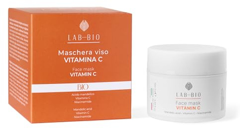 LAB-BIO Maschera Viso Vitamina C con Acido Mandelico e Niacinamide da 100 ml, Trattamento Settimanale per Contrastare segni di Stanchezza e avere una Pelle piu fresca.